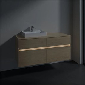 VILLEROY &amp; BOCH Collaro závesná skrinka pod umývadlo na dosku (umývadlo vľavo), 4 zásuvky, s LED osvetlením, 1200 x 500 x 548 mm, Nordic Oak, C071B0VJ