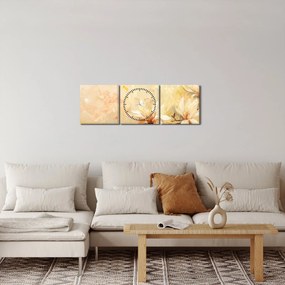 Obraz - Kvety (s hodinami) (90x30 cm)