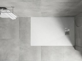 Mexen Hugo, obdĺžniková sprchová vanička SMC 110 x 70 cm, biela, oceľová krytka, 42107011-X