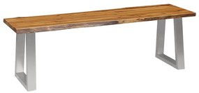 Lavička 140 cm masívne akáciové drevo a nehrdzavejúca oceľ