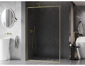 Mexen, Mexen Kioto-F L sprchová stena s rámom 110 x 202 cm, priehľadná 8 mm, brúsené zlato - 800-110-174-55-00