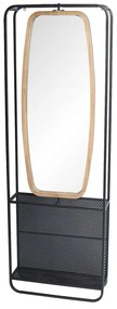 Zrkadlo v dreveno-kovovom ráme s policami Verena - 54 * 16 * 160 cm