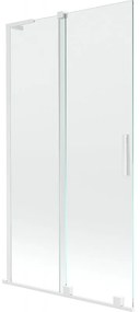 Mexen Velar L, 2-krídlová posuvná vaňová zástena 100 x 150 cm, 8mm číre sklo, biely profil, 896-100-003-01-20