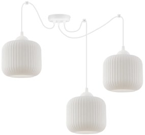 Závesné svietidlo Riffle Spider, 3x biele sklenené tienidlo, w