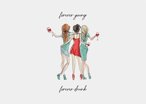 Sklenený obraz - Forever young, forever drunk (70x50 cm)