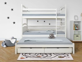 Wilsondo Poschodová posteľ s prístelkou Petra 2 90x200 - biela