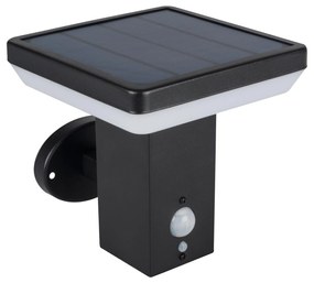 KANLUX Záhradné solárne nástenné LED svietidlo VOLOS, 5 W, štvorcové, čierne