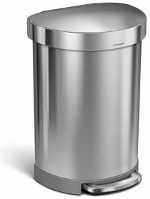 Pologuľatý pedálový kôš 60 l, kartáčovaná oceľ, nerez