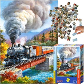 KIK CASTORLAND Puzzle 200el. Vlakové priecestie - vlak