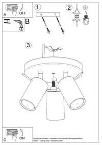 Sollux Lighting Stropné svietidlo Ring, 3x olivové kovové tienidlo, (možnosť polohovania)