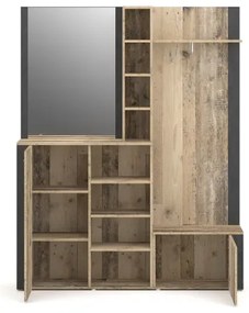 Predsieňová stena so zrkadlom KEVIN hnedá/čierna