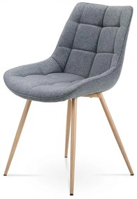 Autronic -  Jedálenská stolička CT-394 GREY2, sivá látka, kovové nohy, 3D dekor dub