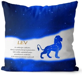 Vankúš Znamenie Lev (23.7. - 22.8.) - modrý (Veľkosť: 40 x 40 cm)