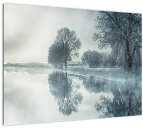 Sklenený obraz zimnej prírody (70x50 cm)