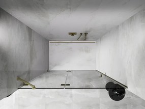 Mexen, Mexen Lunar ľavé otočné sprchové dvere 135 cm, transparentné, brúsené zlato - 834-135-000-55-00-L