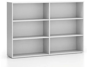 PLAN Dvojitý nízky kancelársky regál SEGMENT, 4 police, 1660 x 350 x 1140 mm, biela