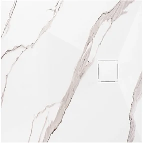 Rea Magnum Carrara, SMC sprchová vanička 90x90, biela-kamenný vzor, REA-K7005