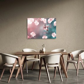 Sklenený obraz - Motýľ medzi kvetmi (70x50 cm)