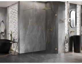 Mexen Lunar sprchová stena pravá 130 x 200 cm, 8mm číre sklo, zlatá matná, 830-130-000-55-00-P