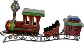 Červená antik kovová dekorácia vláčik na internáte Train - 70*15*36 cm