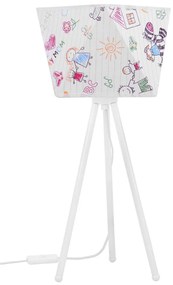 Detská stolná lampa Diamond, 1x biele textilné tienidlo so vzorom
