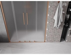 Mexen Velar Duo, posuvné sprchové dvere do otvoru 140 cm, 8mm sklo námraza, medená matná, 871-140-000-32-65