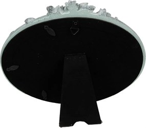 Zelený oválny fotorámik zdobený kvetmi - 19*2*22 cm / 13*18 cm