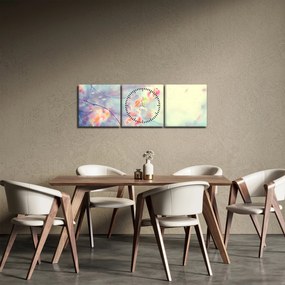 Obraz - Lístky v ľade (s hodinami) (90x30 cm)