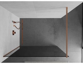 Mexen Kioto, sprchová zástena Walk-In 140 x 200 cm, 8mm šedé sklo, medený matný profil, 800-140-101-65-40