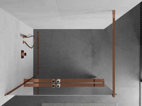 Mexen Kioto, sprchová zástena s poličkou a držiakom na uteráky 80 x 200 cm, 8mm sklo s efektom zrkadla, profil ružové zlato, 800-080-121-60-50