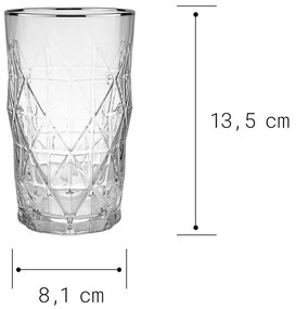 UPSCALE Pohár na long drink so striebornym okrajom 460 ml - číra/strieborná