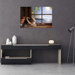 Obraz - Rybárska výbava (90x60 cm)