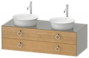 DURAVIT White Tulip závesná skrinka pod dve umývadlá na dosku, 2 zásuvky, 1300 x 550 x 408 mm, dub prírodný masív/kameňovo šedá matná, WT4993BH592