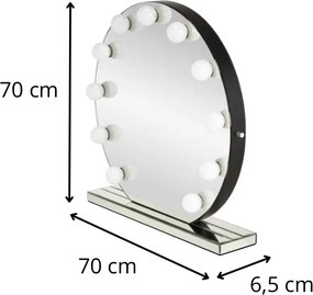 Stolové kozmetické zrkadlo Torano s LED osvetlením biele/strieborné