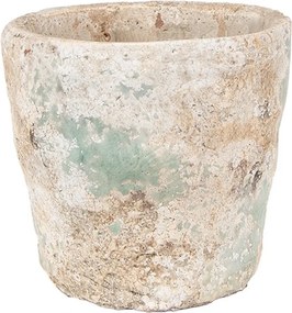 Dekoratívny béžovo-zelený antik terakotový kvetináč Teracci - Ø 11*11 cm
