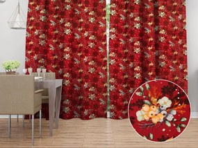 Biante Bavlnený záves Sandra SA-714 Vianočné cezmíny na červenom 150x220 cm