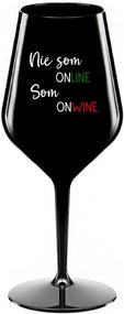 NIE SOM ONLINE SOM ONWINE - čierny nerozbitný pohár na víno 470 ml