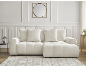 Biela ženilková rozkladacia/s úložným priestorom rohová pohovka (pravý roh/s leňoškou) Roxelane – Bobochic Paris