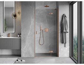 Mexen Mist-H, 1-krídlové sprchové dvere pravé 90 cm, číre sklo, medený matný profil, 8A5-090-000-65-00-P