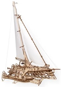 Ugears - 3D drevené mechanické puzzle Plachetnica Merihobus trimarán