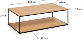 Konferenčný stolík s doskou v dubovom dekore v prírodnej farbe 60x110 cm Yoana – Kave Home