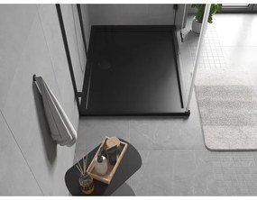 Mexen, Mexen Flow obdĺžniková sprchová vanička slim 110 x 90 cm, čierna matná, 46R709011