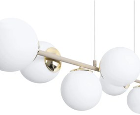 Závesné svietidlo Florence, 8x biele sklenené tienidlo, g/be