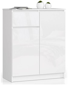 Komoda Kiara 80 cm 2 skrinky a 1 zásuvka biely lesk