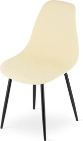 Set troch jedálenských stoličiek WAT krémový - čierne nohy (3 ks)