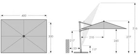 Doppler ALU WOOD XL 4x3 m -  záhradný naklápací bočný slnečník : Barvy slunečníků - 846