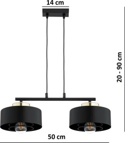 BRILAGI - Závesný luster na lanku SPRING 2xE27/60W/230V čierna/zlatá