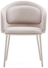 Béžové čalúnené jedálenské kreslo s podrúčkami Minda – Kave Home