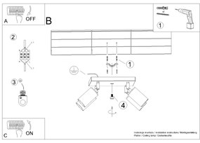 Sollux SL.1386 - Bodové svietidlo WINX 4xGU10/10W/230V čierna/zlatá