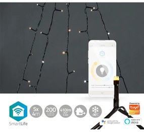 Nedis WIFILXT12W200 - LED Vianočný záves 200xLED/8 funkcií 5x7m IP65 Wi-Fi Tuya